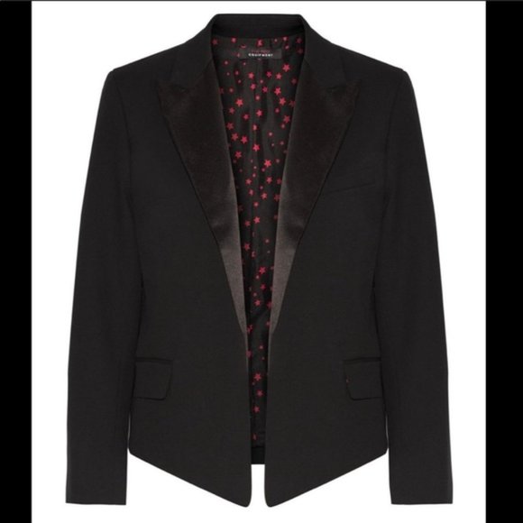 Equipment Kate Moss Wynn Satin Silk Wool Blazer Jacket Womens 10 - Picture 8 of 8